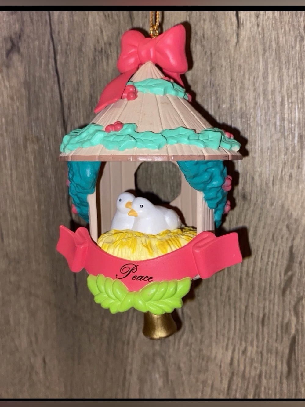 Vintage 1991 National Rennoc Doves Birdhouse Peace Christmas Tree Ornament